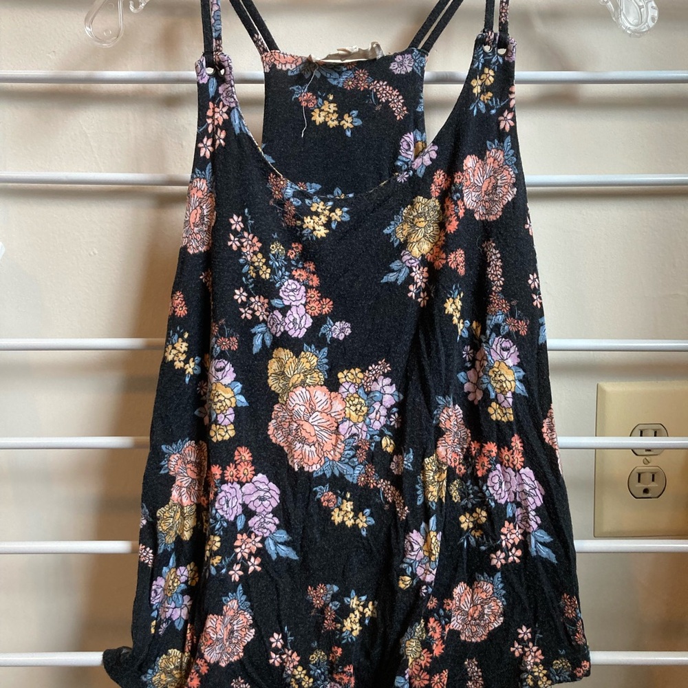 Floral Black Tank Top
